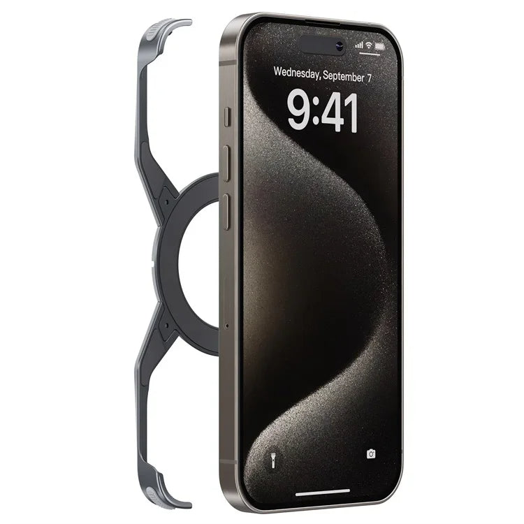 كفر M3 Aluminum X مع مسند خلفي بتصميم هيكلي لسلسلة iPhone 15 Pro